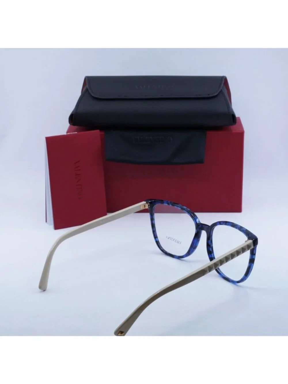 Valentino VA3059 5031 Eyeglasses Blue Havana 54mm Square Frame